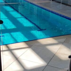 Swimming Pool - 38mm Brushed Stainless Steel Post with 8mm Clear Toughened Glass for securing your swimming pool.